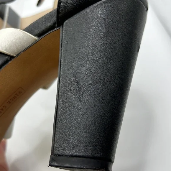 Vince Camuto Adriana Heels Gladiator Sandals Leather White Black Tan Womens 8 M - Picture 12 of 16